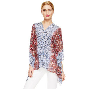 Sz S/M Two by Vince Camuto print poncho top